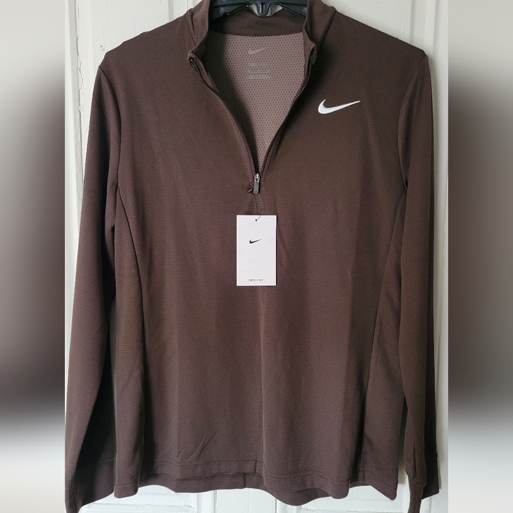 Nike Chocolate Brown Quarter-Zip Top